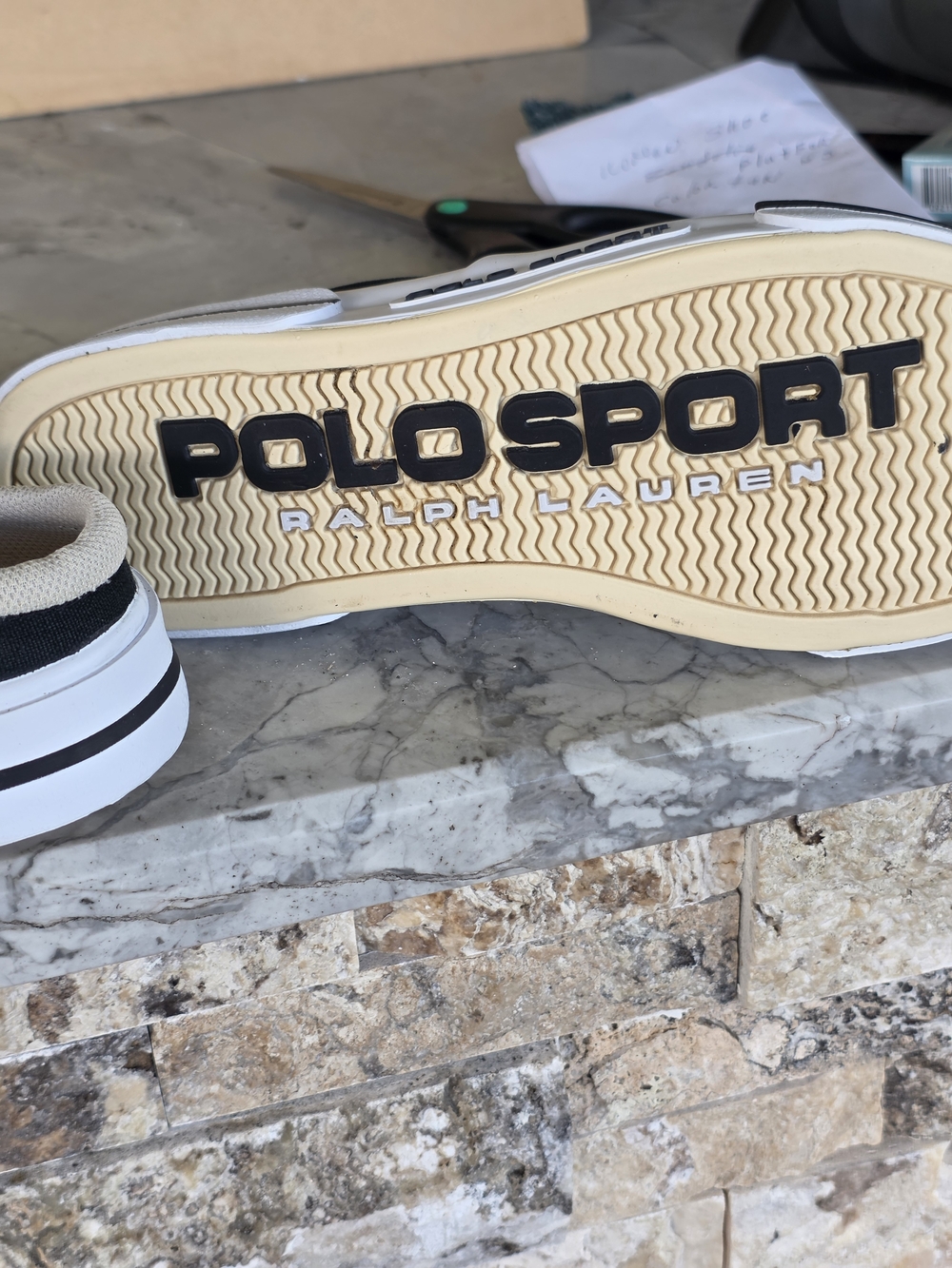 Polo by Ralph Lauren Black and White Polo Sport Canvas Mule Sneakers - Picture 3 of 6